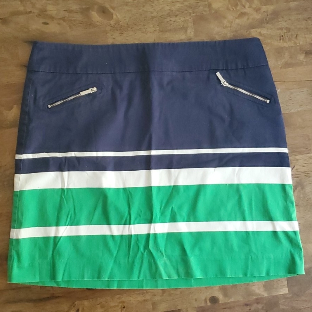 Anne klein skirt blue/green/white sz 10 [223]